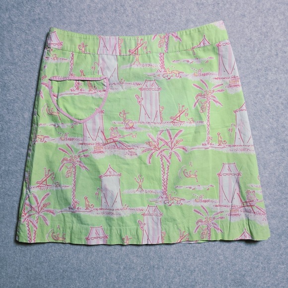 Lilly Pulitzer Dresses & Skirts - Vintage Lilly Pulitzer Size 6 A Line Mini Monkey Play Print Skirt Pockets VTG